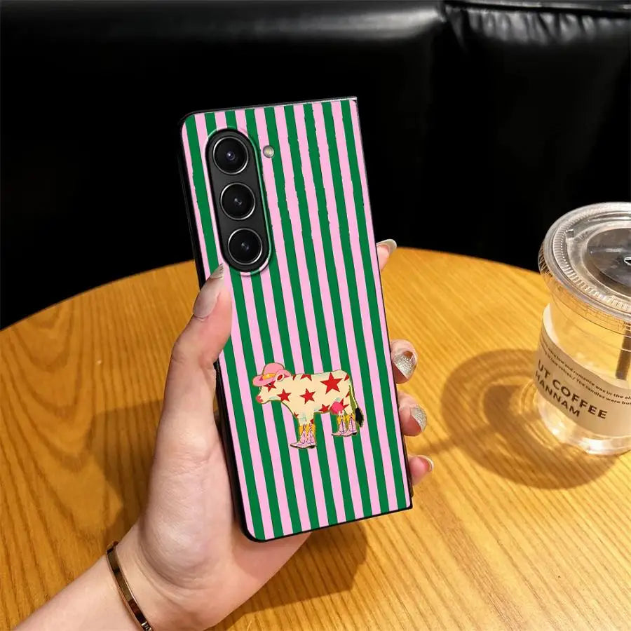 Case for Samsung Galaxy ZFold4 Z Fold 7 6 5 4 3 ZFold3 ZFold5 ZFold7 ZFold6 Back Phone Cover Striped Animal