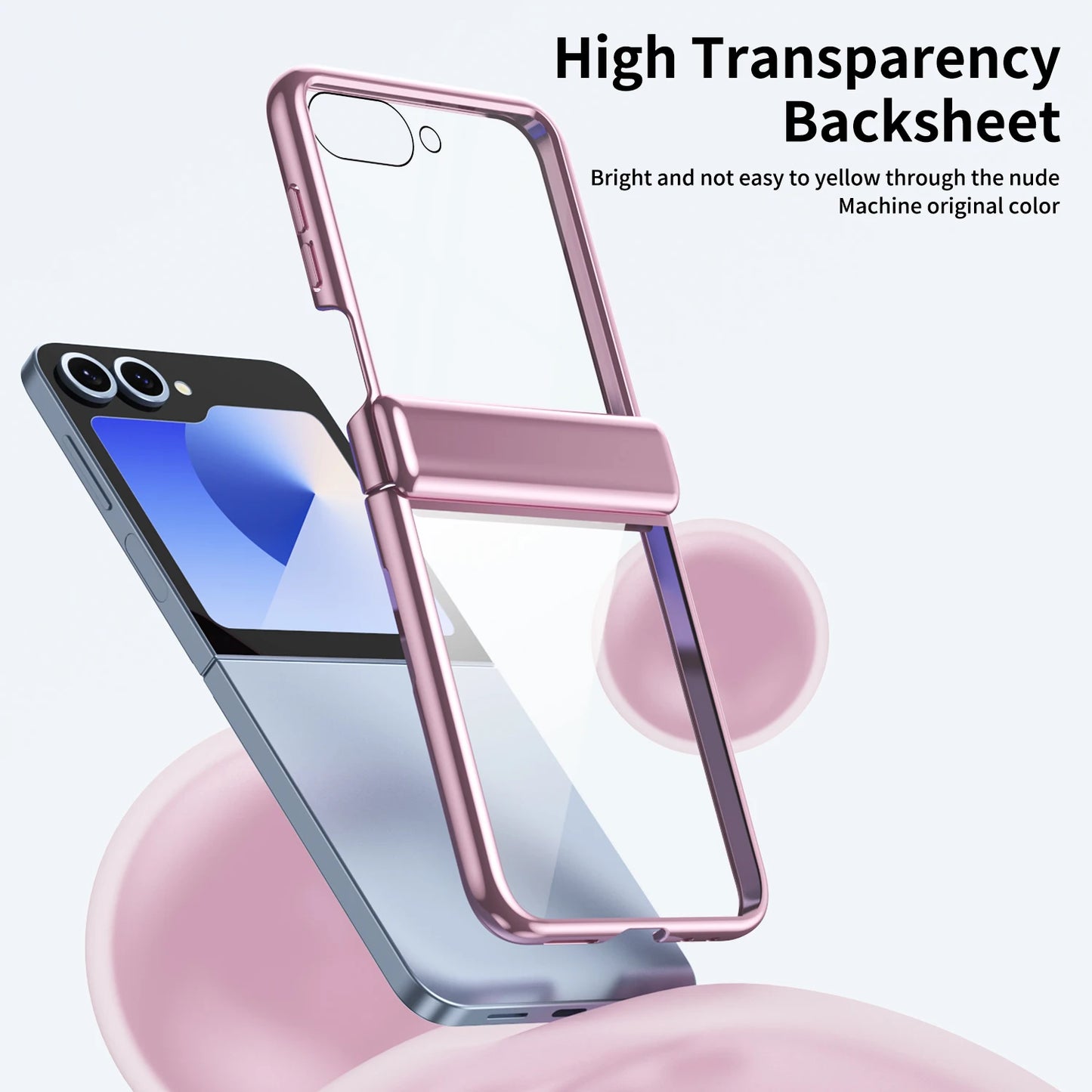 Luxury Plating Hinge Transparent Phone Case For Samsung Galaxy Z Flip 6 5 4 3 5G Clear Shockproof Back Cover For Galaxy Z Flip 6