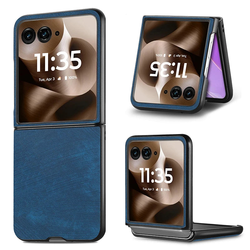 Case For Motorola Razr 60 Ultra 2025 50 Ultra 40 Ultra Razr Plus 2024 Retro PU Leather Hard Shockproof Mobile Phone Case Cover