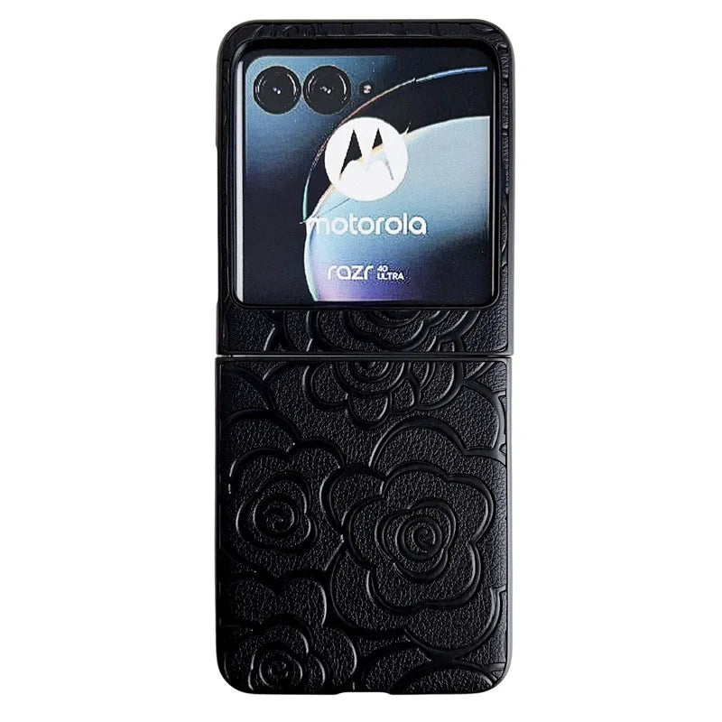 Moto Razr 50 Ultra 2024 Flower Leather Phone Case for Motorola Razr 50 40 Ultra Razr 50 40 Protective Shockproof Cover