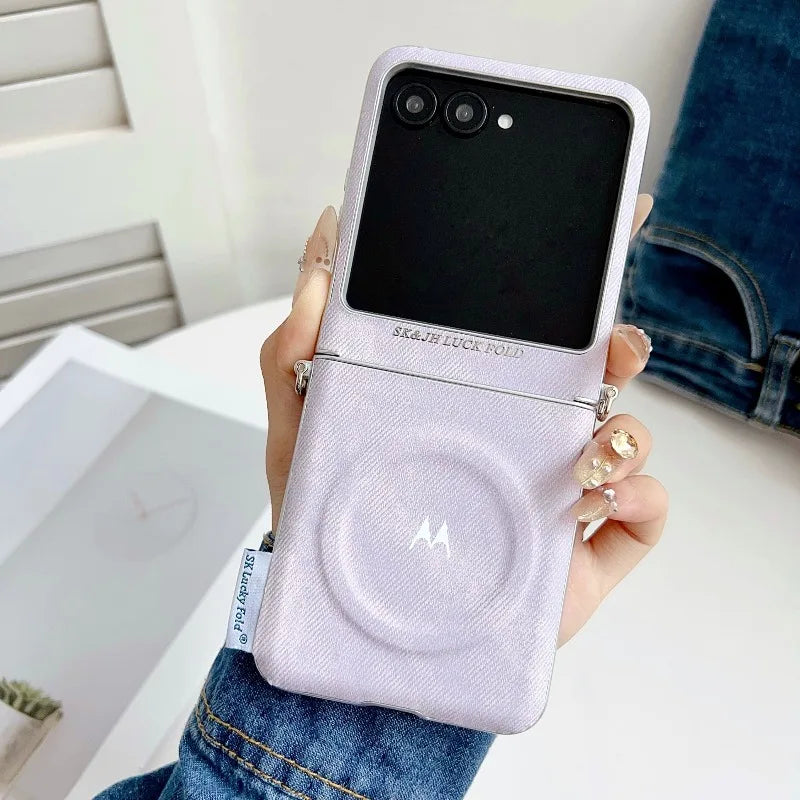 Fashion Denim Fabric Texture Flip Case For Motorola Razr 70 Ultra 60 50 Ultra 2026 2025 2024 Magnetic Shockproof Protector Cover