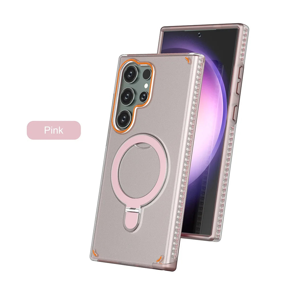 3 IN 1 Folding Ring Holder Phone Case For Samsung Galaxy S26 S25 S24 Plus Ultra Magnetic For Magsafe Shockproof Stand Back Cover