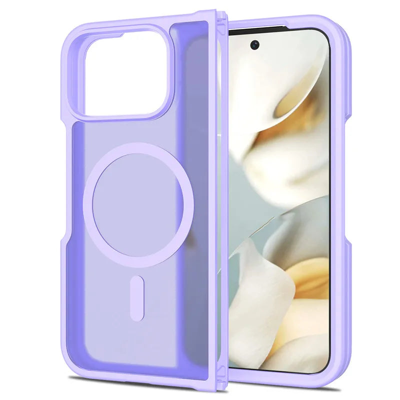 For Google Pixel 10 Pro Fold Magnetic Case ELVEV Anti-drop TPU Hard PC Matte Transparent Suction Phone Cover