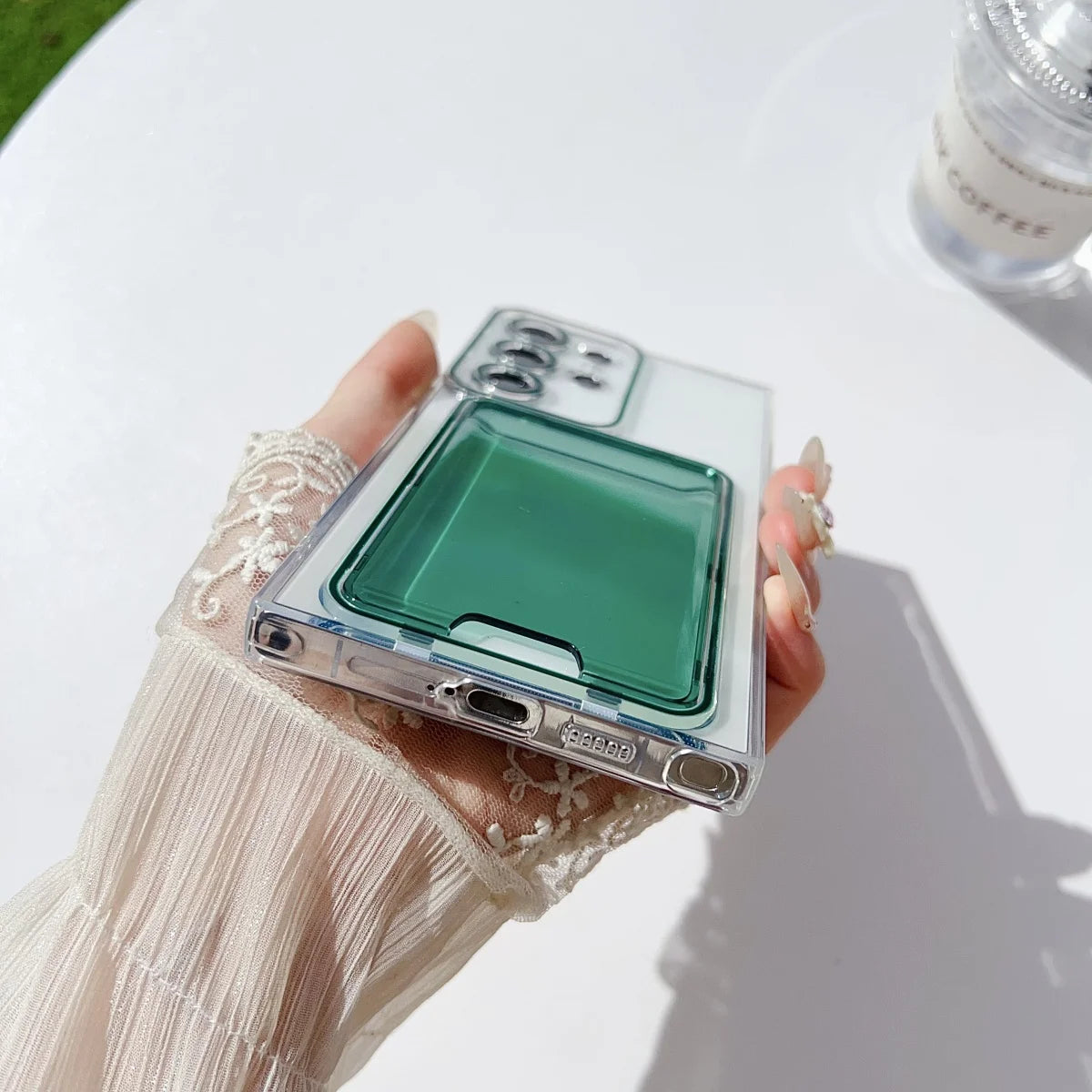 Luxury Wallet Card Holder Transparent Case For Samsung Galaxy S25 S24 S23 S22 Ultra Photo Pocket Soft Silicone Shockproof Cover