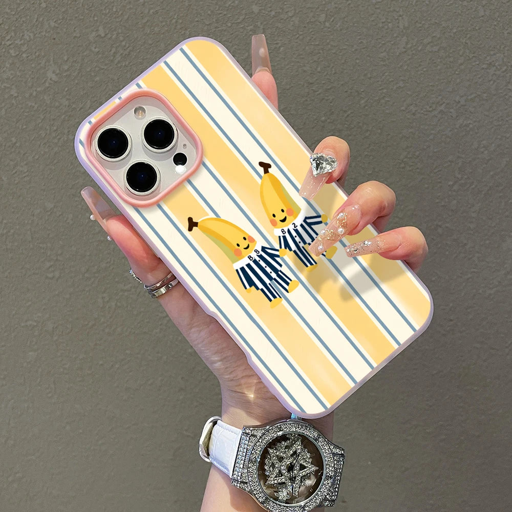 Cute Twin Cartoon Banana Sketch Jelly Phone Case For Samsung Galaxy A57 A56 A55 A54 A37 S26 S25 S24 S23 S22 Ultra Plus FE Clear