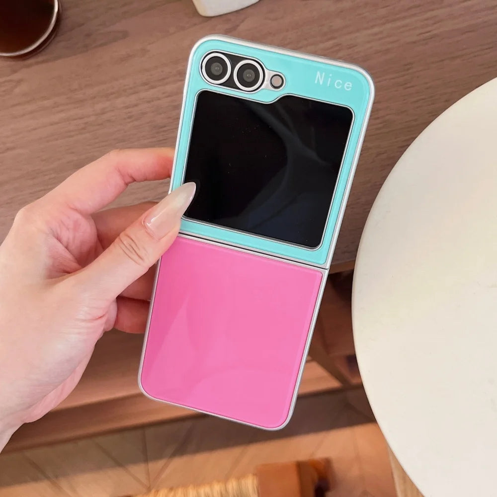 Cute INS Dopamine Colors Gradient Case for Samsung Galaxy Z Flip 8 6 5 Flip 7 3 4 Zflip8 Acrylic Hard Shockproof Cover