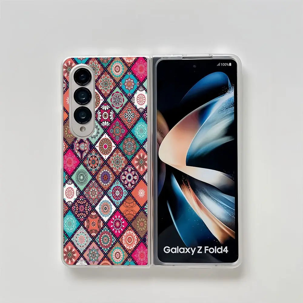 Persian Carpet Floral Pattern Phone Case For Samsung Galaxy Z Fold 7 6 Fold 5 ZFold 4 3 2 ZFold SE W26 W25 Folding Clear Cover
