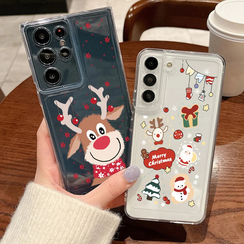 Christmas Pattern Phone Case For Samsung Galaxy A17 A55 A56 A16 A26 A36 A35 A15 S25 Edge S23 S24 Ultra S22 S24 FE Silicone Cover