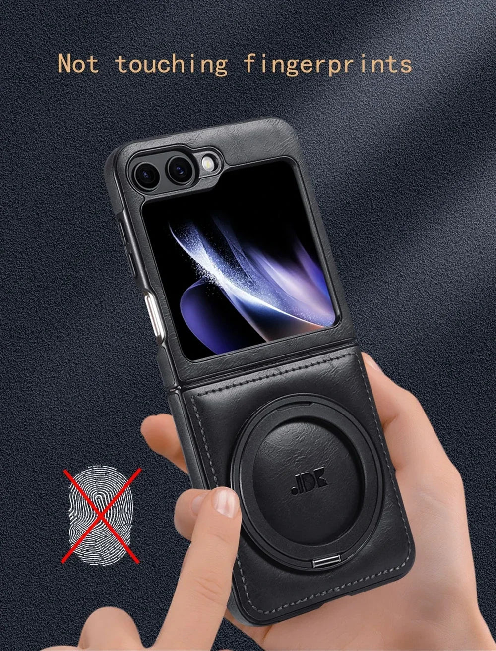 Rotation Bracket Leather Phone Case Magsafe Back Cover for Samsung Galaxy ZFlip6 5G ZFlip 7 6 5 4 3 Magnetic Wireless Charging