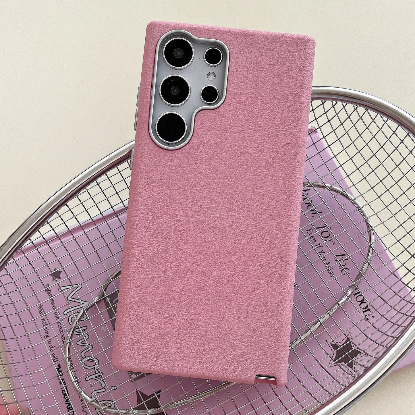 Luxury Leather Lichee Pattern Case For Samsung Galaxy S25 Edge S24 S23 S22 Ultra Plus Solid Color 3 IN 1 Frosted Business Cover