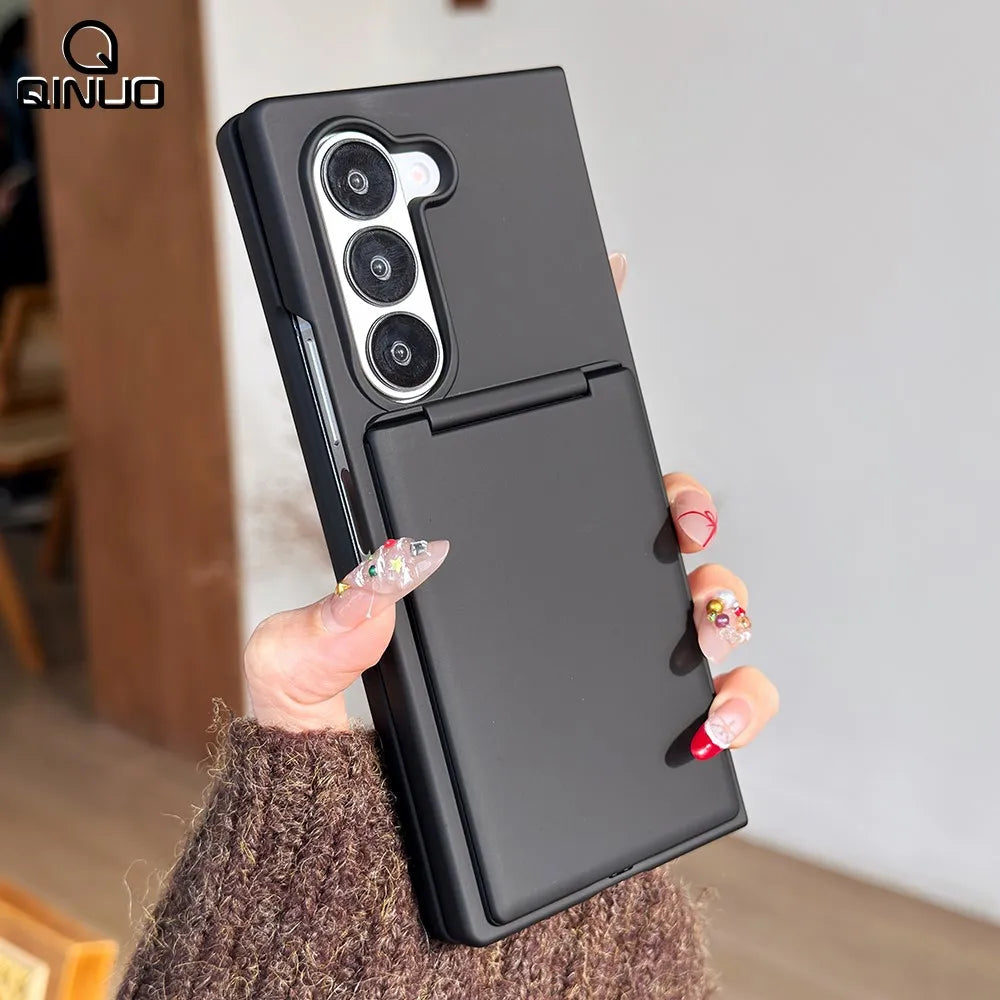 Wallet Clip Flip Slot Card Stand Case For Samsung Galaxy Z Fold 6 5 Luxury Folding Bracket Transparent Shockproof Matte PC Cover