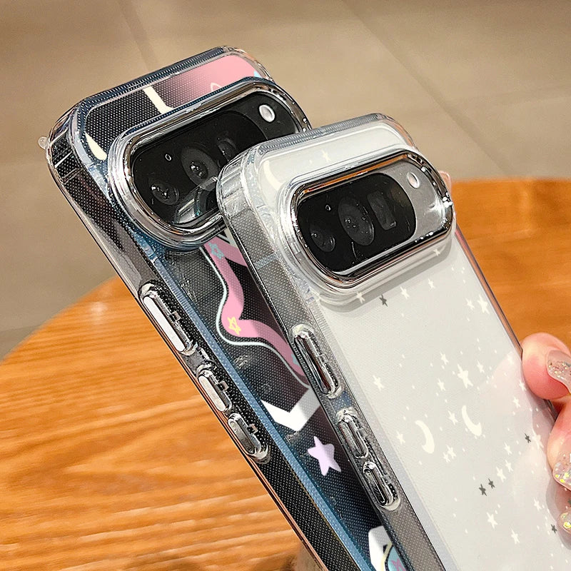 Stars Pattern Clear TPU Phone Case For Google Pixel 10 9 8 7 Pro Pixel 9 10 Pro XL 7A 8A 9A Shockproof Soft Silicone Back Cover
