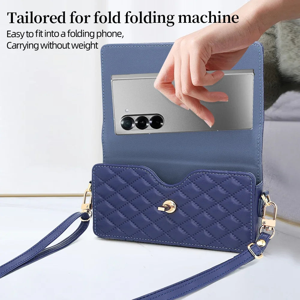 Luxury Fashion Wallet Crossbody Lanyard Phone Case for Samsung Galaxy Z Fold 7/6/5/4/3 - Stylish Protective Cover