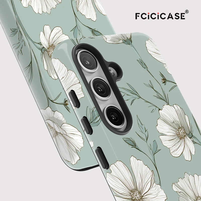 Fcicicase 2 in 1 PC TPU Soft Phone Case For Samsung Galaxy A56 A36 A26 A16 5G Shockproof Matte Flower Pattern Protective Cover