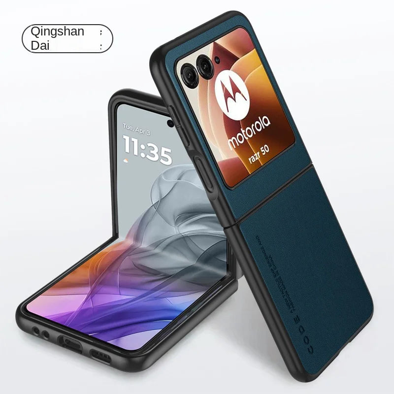 Luxury Premium Leather Cover For Motorola Razr 50 Ultra Moto Razr50 50Ultra 2024 Razr40 2023 Shockproof Hard Plastic Phone Case