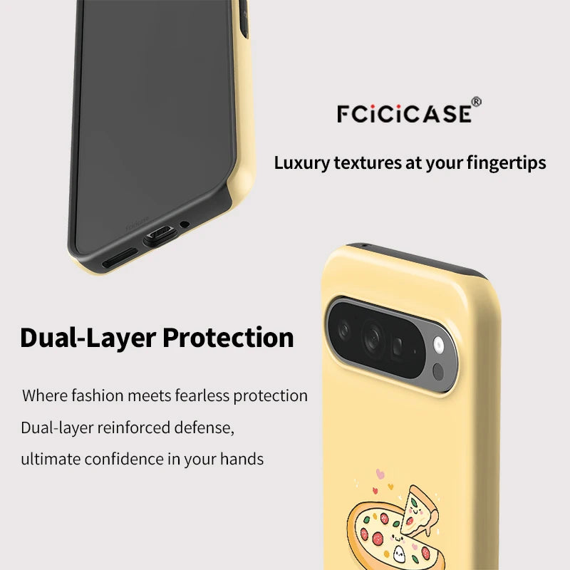 Fcicicase Matte Shockproof Phone Case For Google Pixel 10A  7A 8A 10 8 9 Pro 10 9 Pro XL Pizza Pattern Anti-knock Back Cover