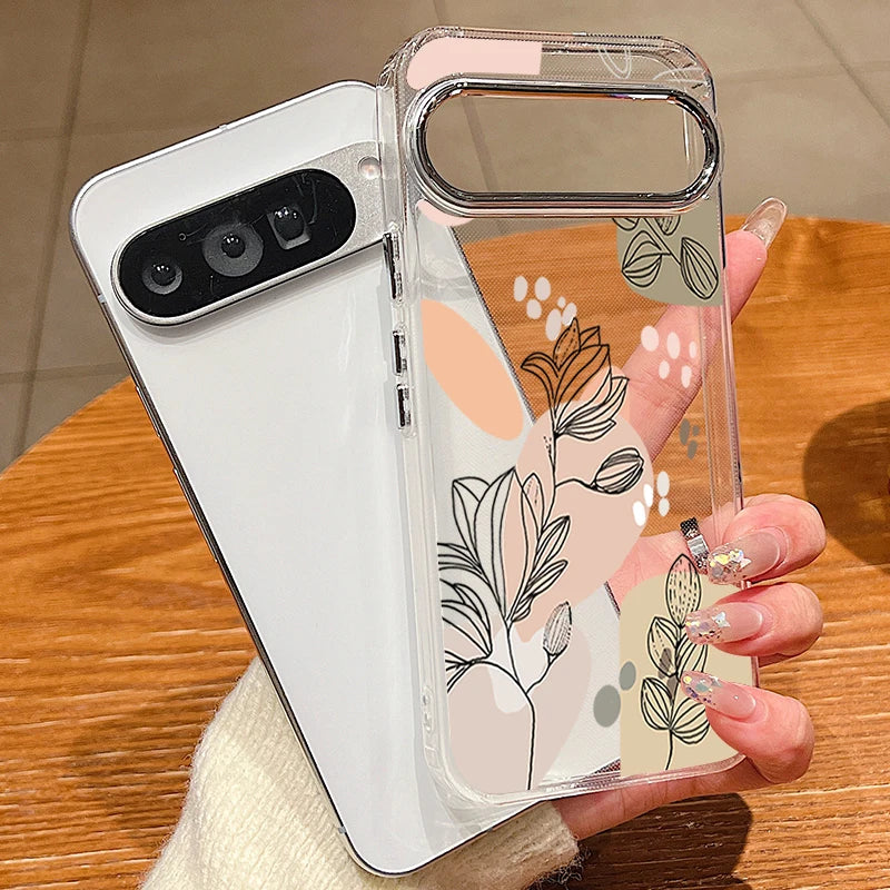 Colorful Floral Pattern Clear Phone Case For Google Pixel 10 9 8 7 Pro Pixel 9 10 Pro XL 7A 8A 9A Shockproof Soft TPU Back Cover