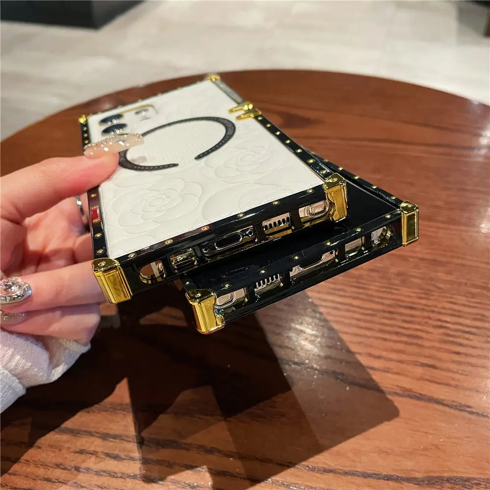 For Magsafe Wireless Charging 3D Flower Leather Case For Samsung Galaxy S26 S25 S24 Ultra S23 Plus S23FE S22 TPU Cover Shell