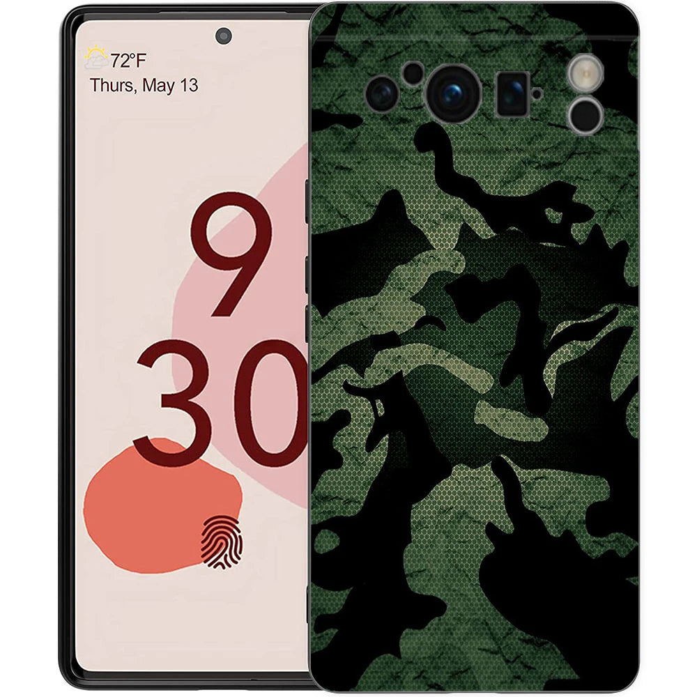 Luxury TPU Phone Case For Google Pixel 9 8 8A 7 7A 6 Pro XL 6A 5G Camouflage Camo Military Army Black Soft Back Cover