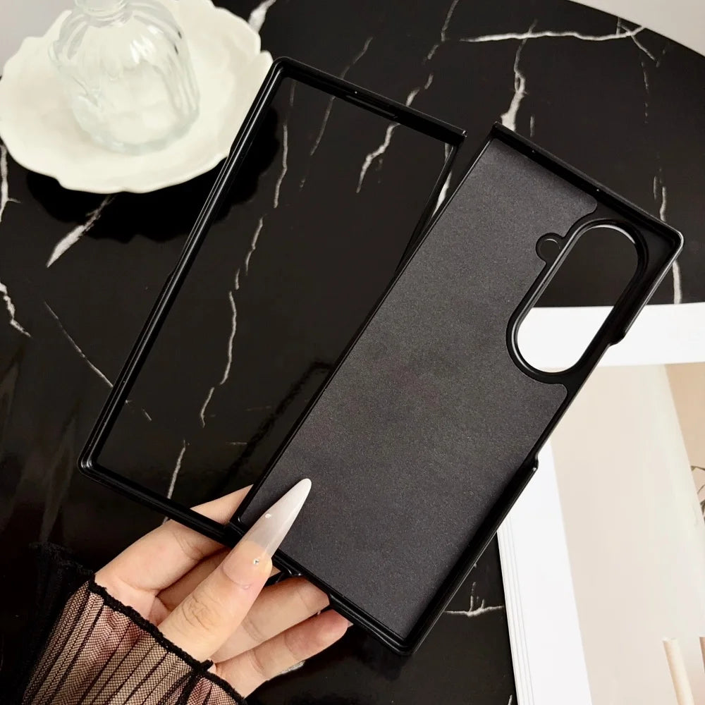 Luxury Matte Sheepskin For Magsafe Phone Case For Samsung ZFold 8 7 6 5 4 3 ZFold8 Wide ZFold7 360° Rotating Stand  Back Cover