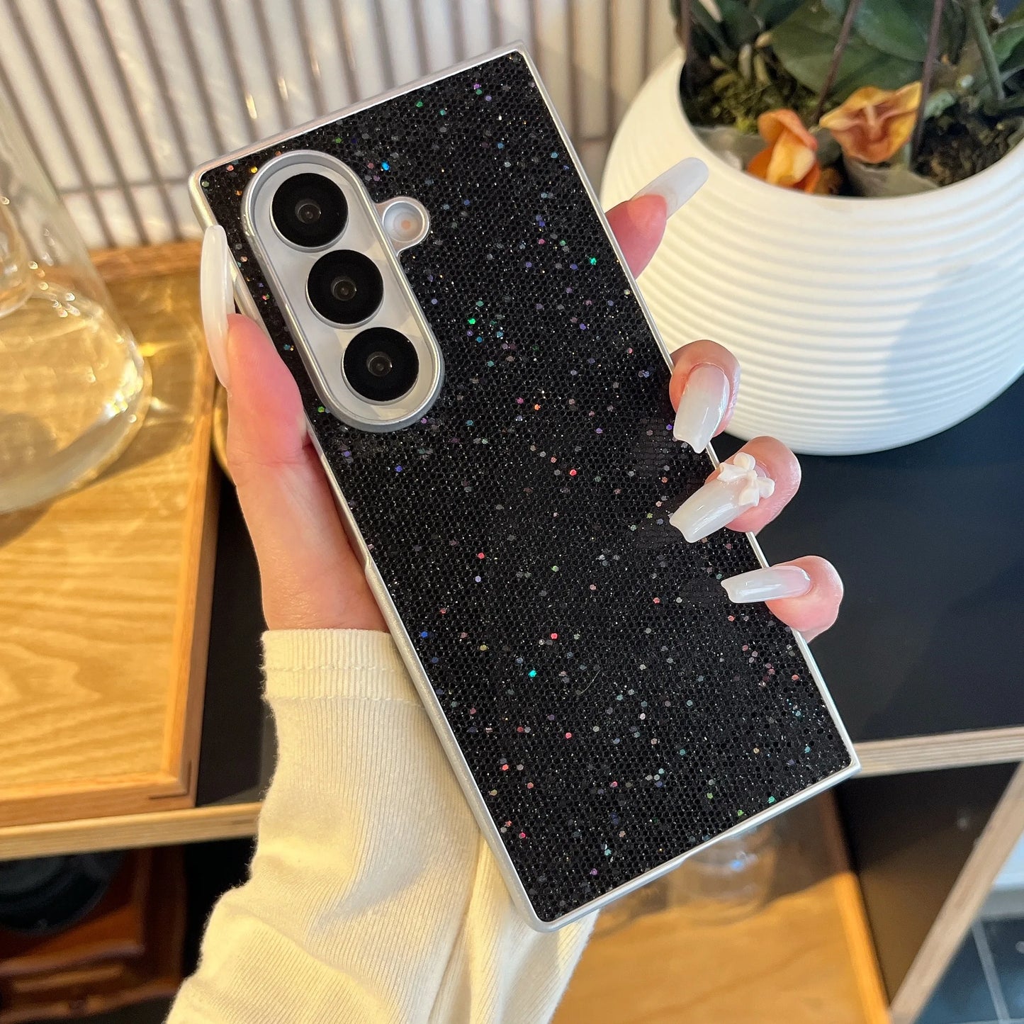 for Samsung Galaxy Z Fold 7 6 5 4 3 fold7 fold6 Bling Phone Case Plating Glitter Luxury Shockproof Cover
