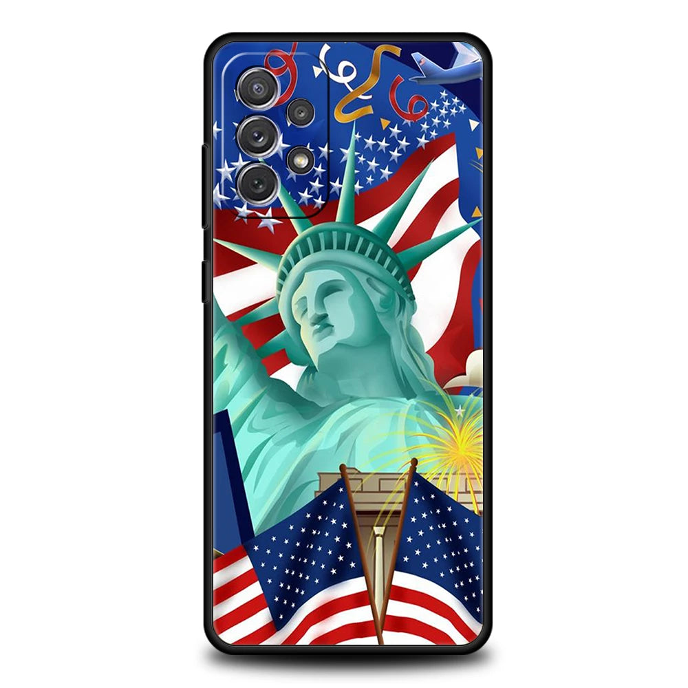 American United States Flag Phone Case for Samsung Galaxy A14 A54 A34 A51 A71 A72 A32 A52 A52S A01 A11 A21S A31 A41 5G TPU Shell
