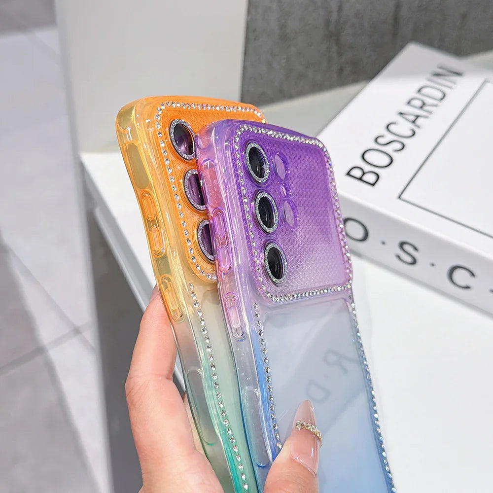 Wavy Edge Gradient Phone Case For Samsung Galaxy S26 S25 S24 Ultra Plus Soft TPU Thickened Shockproof Lens Protective Cover﻿﻿﻿﻿﻿