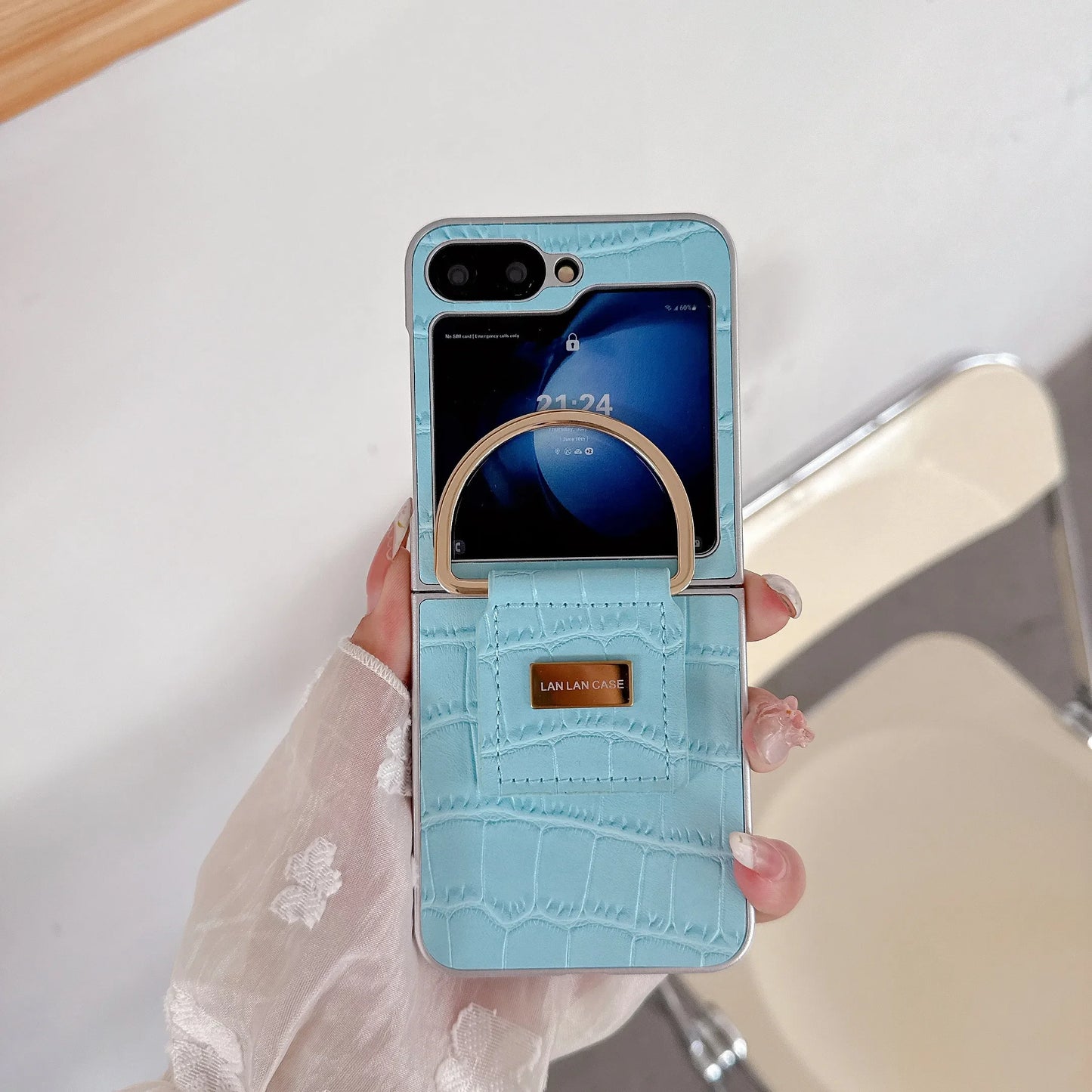 For Samsung Z Flip 7 6 5 4 3 Multi colored crocodile patterned metal buckle phone case