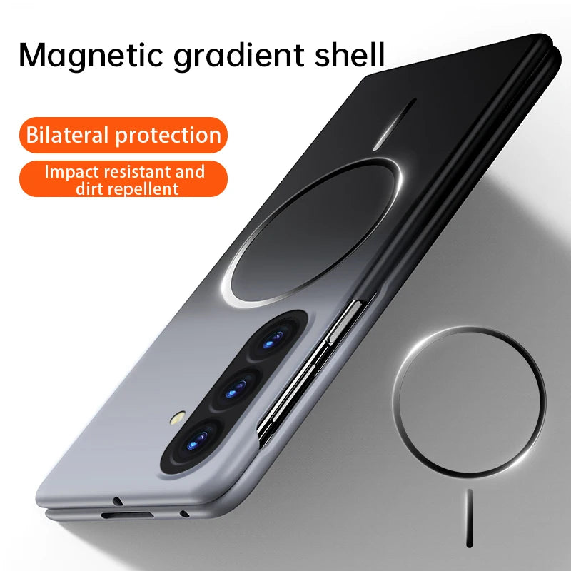 For Samsung Galaxy Z Fold 7 6 5 Gradient Magnetic Phone Case For Magsafe Wireless Charging Shockproof Folding Matte Back Cover