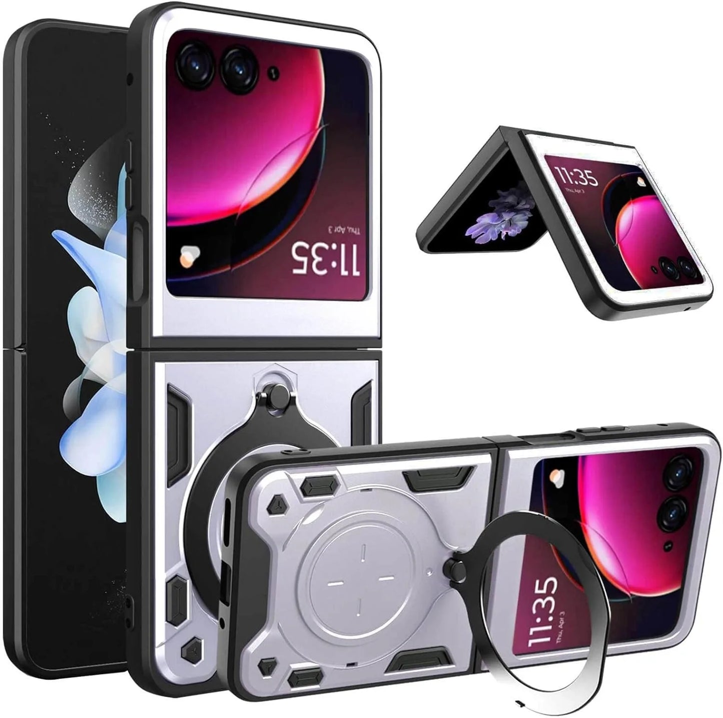 Protective Cover For Motorola Moto Razr 60 50 40 Ultra Razr Plus 2025 2024 2023 Case Ring Stand Holder Shockproof Fundas Coque