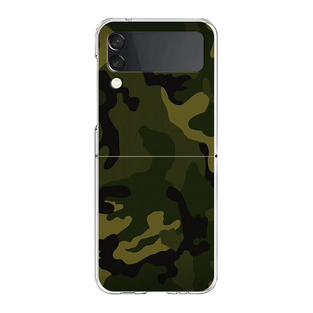 Camouflage Camo Hard PC Phone Case For Samsung Galaxy Z Flip 4 5 6 Black Cover For Galaxy Z Flip 3 Foldable Shockproof Case Capa