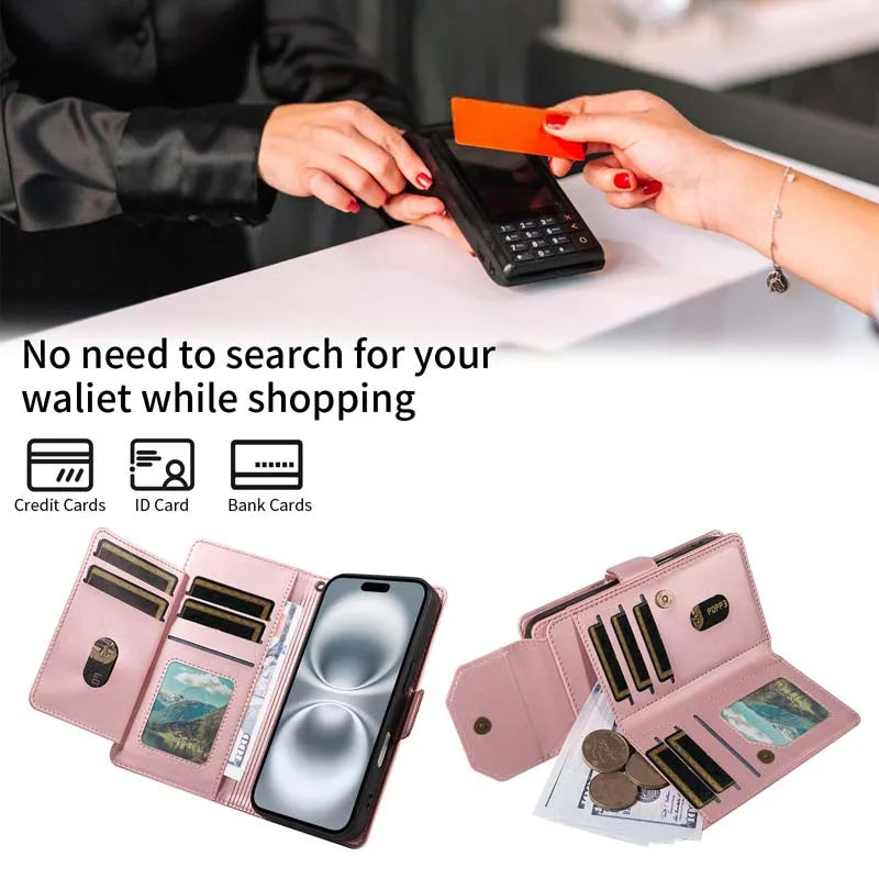 Wallet Flip Multi-Card Case For Motorola Moto Edge 40 Neo 50 Pro 60 70 Fusion G04 G04S G05 E14 E15 X70 Air S50 X50 Ultra Cover