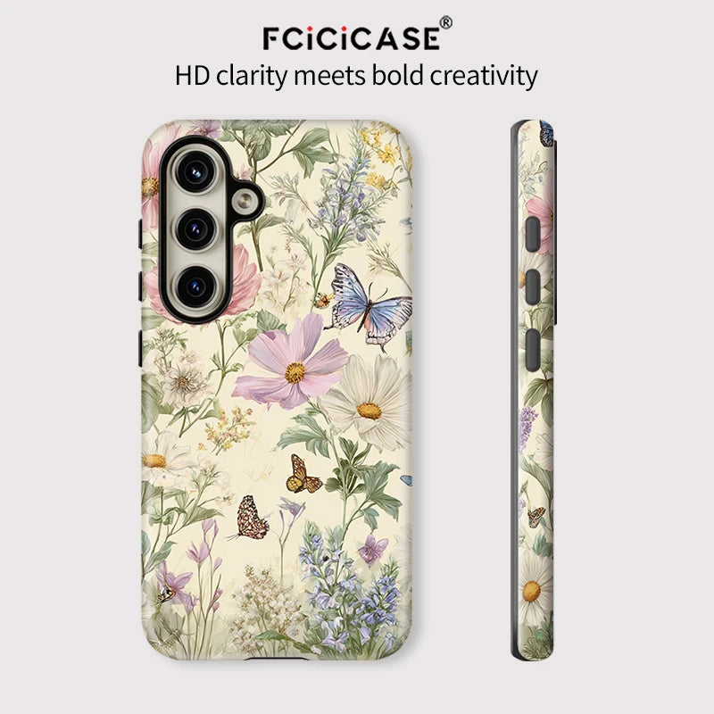 Fcicicase Butterfly Flowers Pattern Phone Case For Samsung Galaxy A26 A 26 5G A16 A36 A56 Shockproof Silicone Matte Cover
