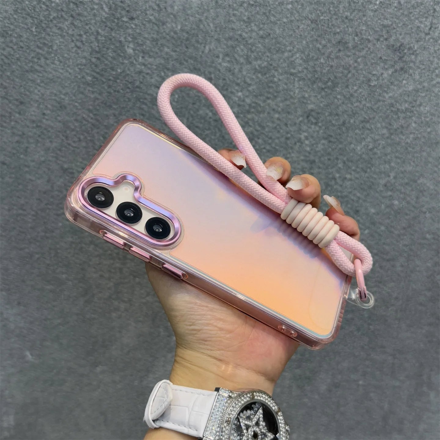 Aurora Matte Wrist Strap Case for Samsung Galaxy S26 S25 Ultra S24 S23 FE S22 Plus A55 A56 A16 A54 A35 A15 Lanyard Hard Cover