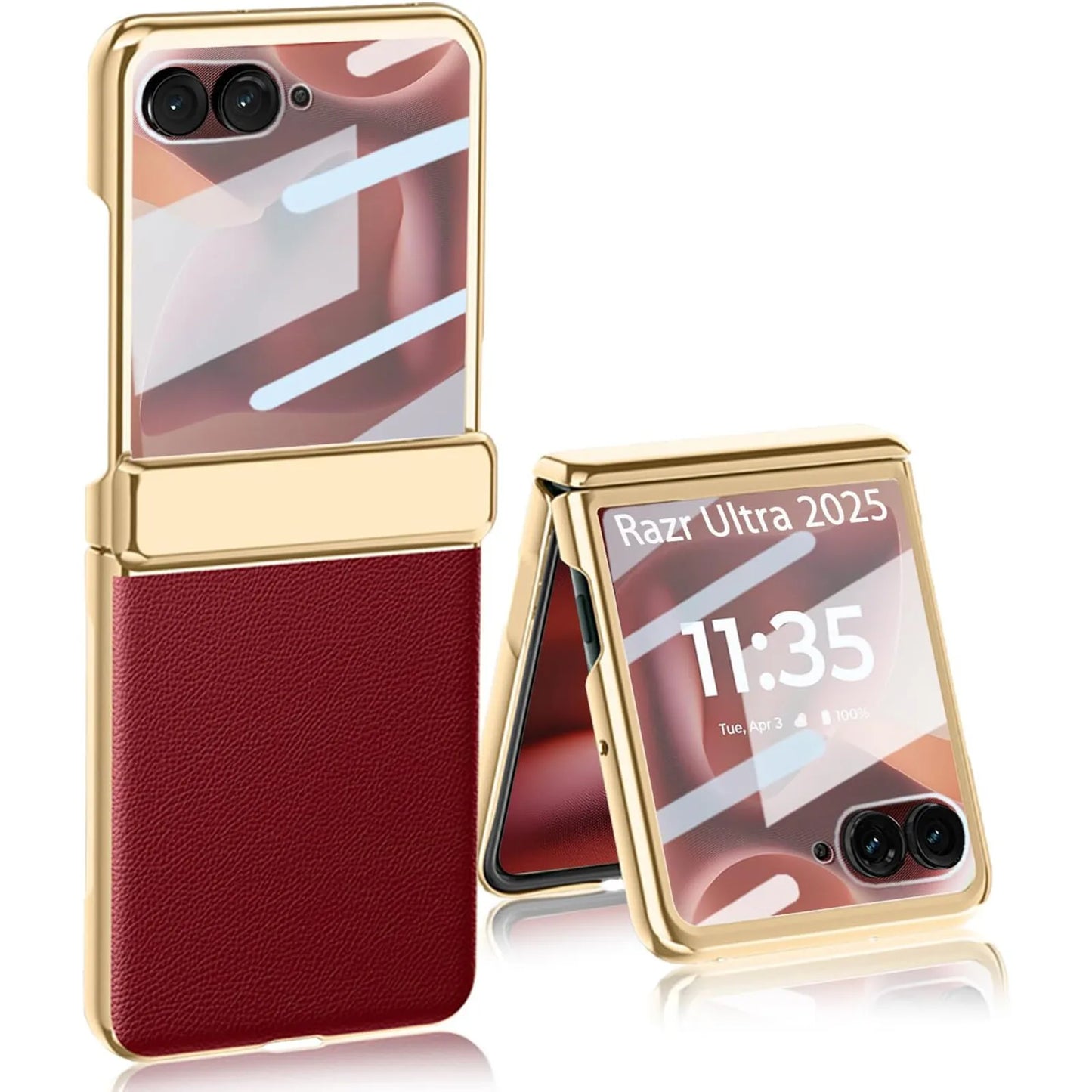 Electroplated Hinge Phone Case Screen Lens Protector For Motorola Razr Ultra 2025 Razr 2024 PU Leather Hard Back Cover