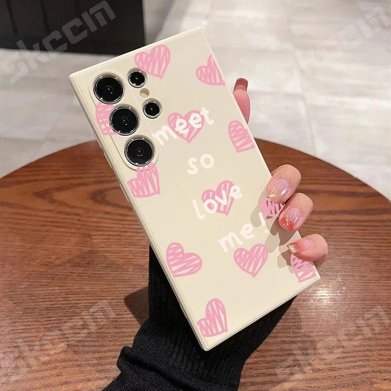 Colorful Love Heart Happy Phone Case For Samsung Galaxy S24 Ultra S25 S23 S22 Plus S20 FE A54 A55 A15 A35 A51 A71 A72 A73 Cover
