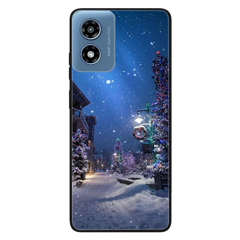 Shockproof Black TPU Case For Motorola Moto G 2025 G Play 2024 G Stylus 5G 2021 Power 2022 Protective Cover Christmas Funda Capa