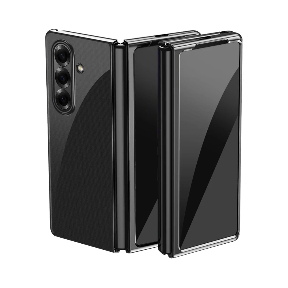 Luxury Electroplated Case For Samsung Galaxy Z Fold 7 6 5 4 3 5G Folding Screen Electroplated PC Transparent Protective Cover