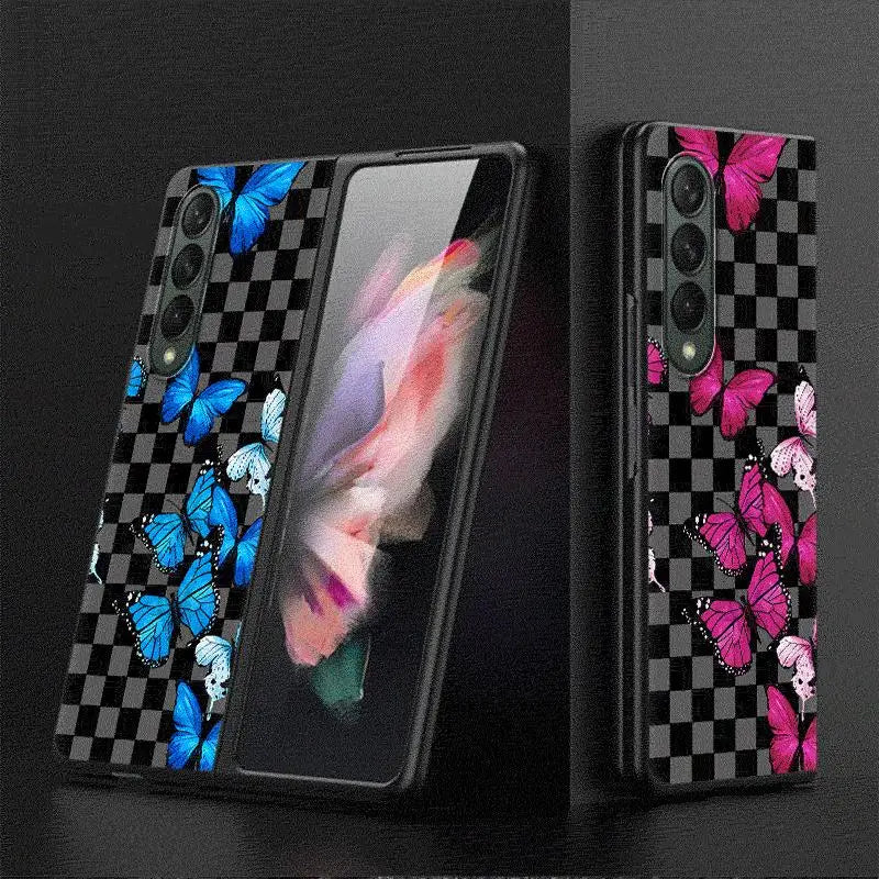 Black Flower Cases for Samsung Galaxy Z Fold6 Z Fold3 ZFold4 Z Fold5 5G Z Fold4 5G Coque Bumper Shockproof Cover