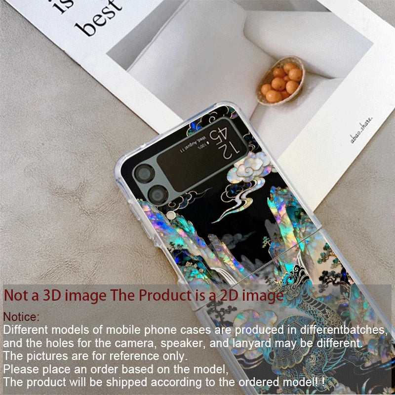 Stylish Dragon Leopard Marble Texture Clear Phone Case for Samsung Galaxy Z Flip 7 Flip 6 5 4 3 Folding Cover for Z Flip7 Flip5