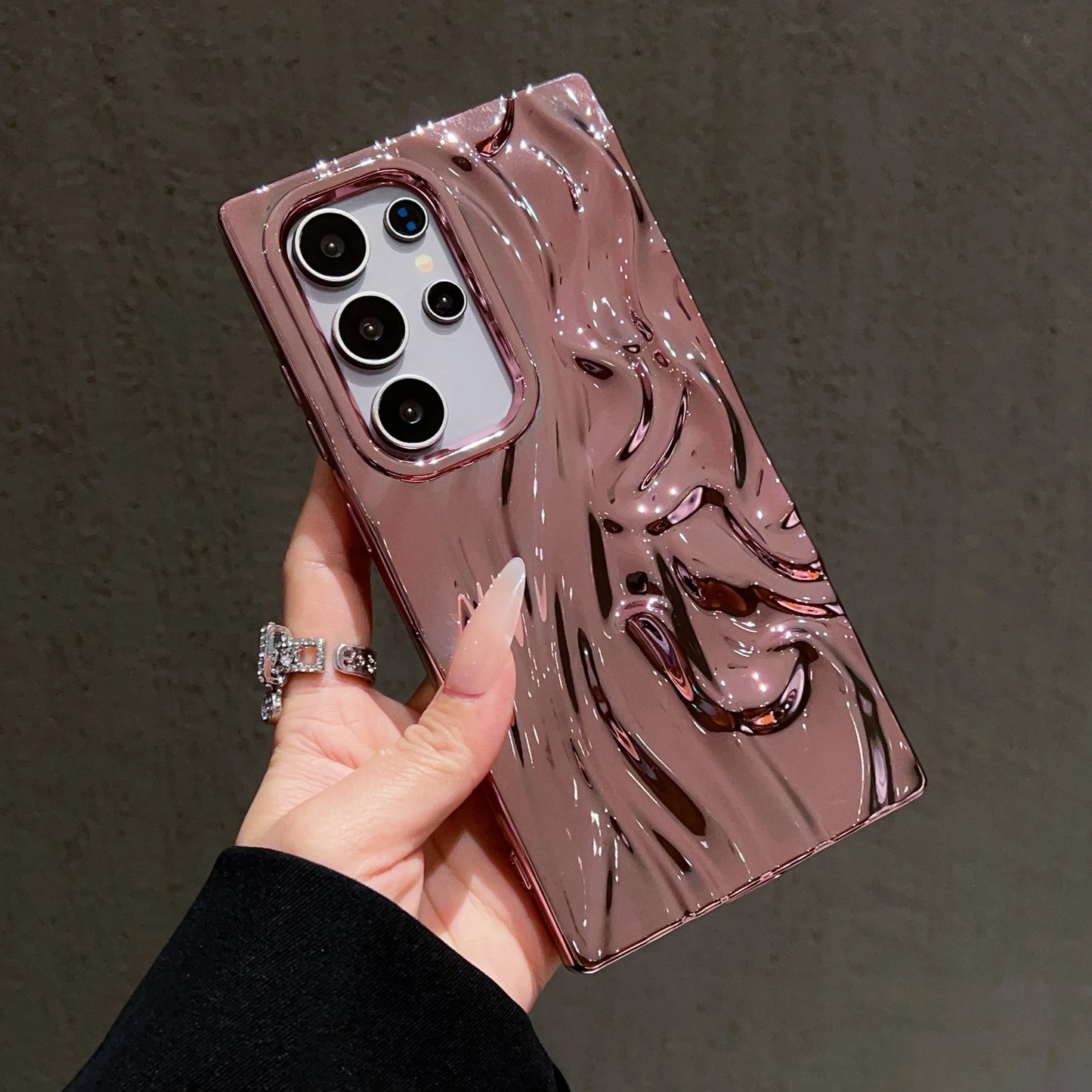 3D Plating Wave Wrinkle Matte Solid Color Case For Samsung S25 S24 Plus S23 Ultra FE A56 A36 A26 A16 A06 A55 A35 A25 Soft Cover