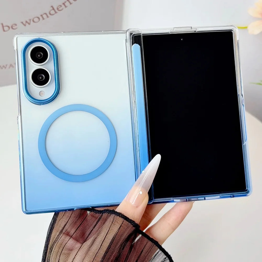 Luxury Gradient Color Clear Slim for Magsafe Case For Samsung Z Fold 8 Ultra 7 6 5 Fold8 Wide Ultra Thin Hinge Protection Cover