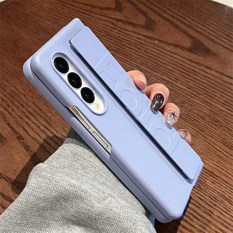 Luxury Soft Silicone Wrist Strap Holder Phone Case For Samsung Z Fold 5 zfold4 Fold3 ZFold6 Cases Ultra Thin Matte Hard PC Cover