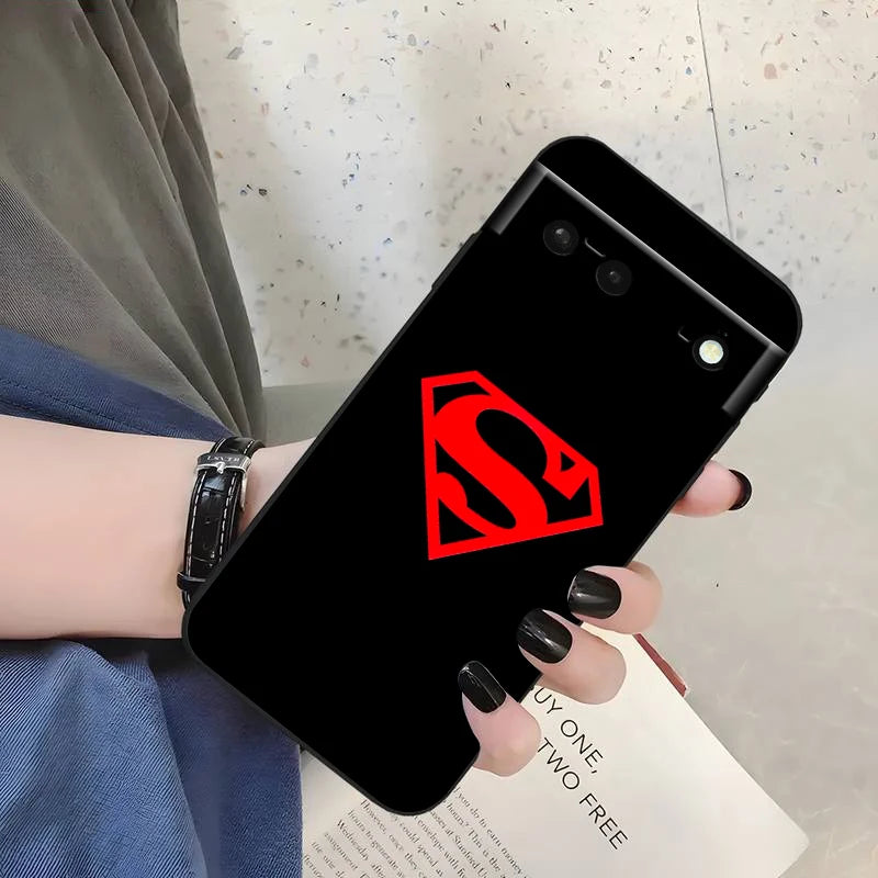 Logo Art S-Supermans B-Batmans For Google Pixel 9 8 7A 7 6A 6 5A 5 4 4A XL 5G Black Silicon Shockproof Shell Cover Phone Case