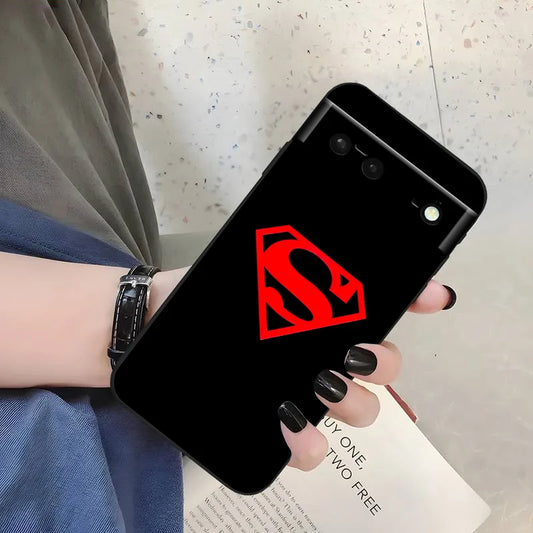 Logo Art S-Supermans B-Batmans For Google Pixel 9 8 7A 7 6A 6 5A 5 4 4A XL 5G Black Silicon Shockproof Shell Cover Phone Case
