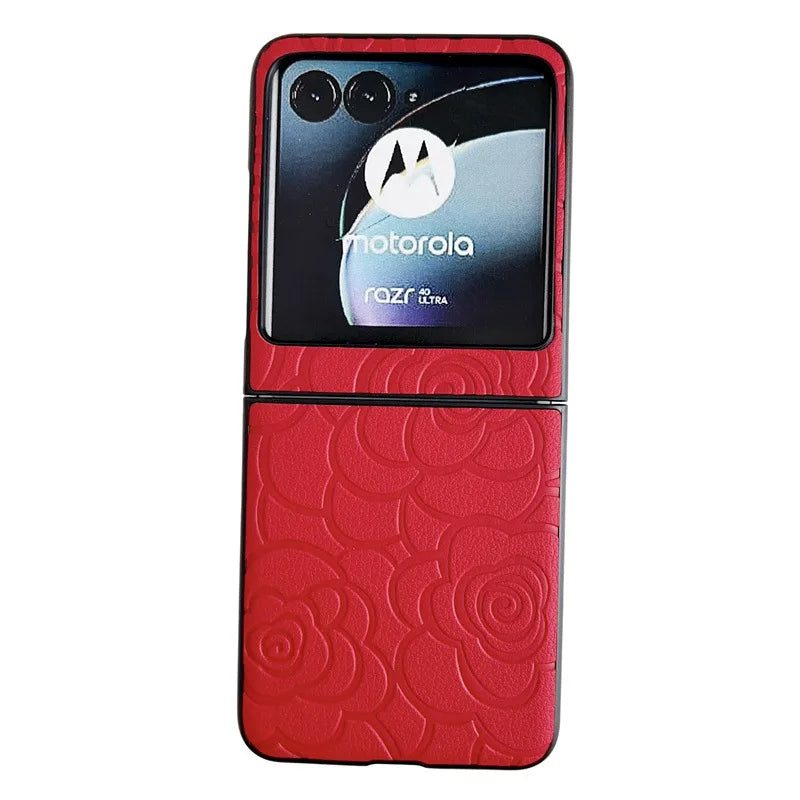 Moto Razr 50 Ultra 2024 Flower Leather Phone Case for Motorola Razr 50 40 Ultra Razr 50 40 Protective Shockproof Cover
