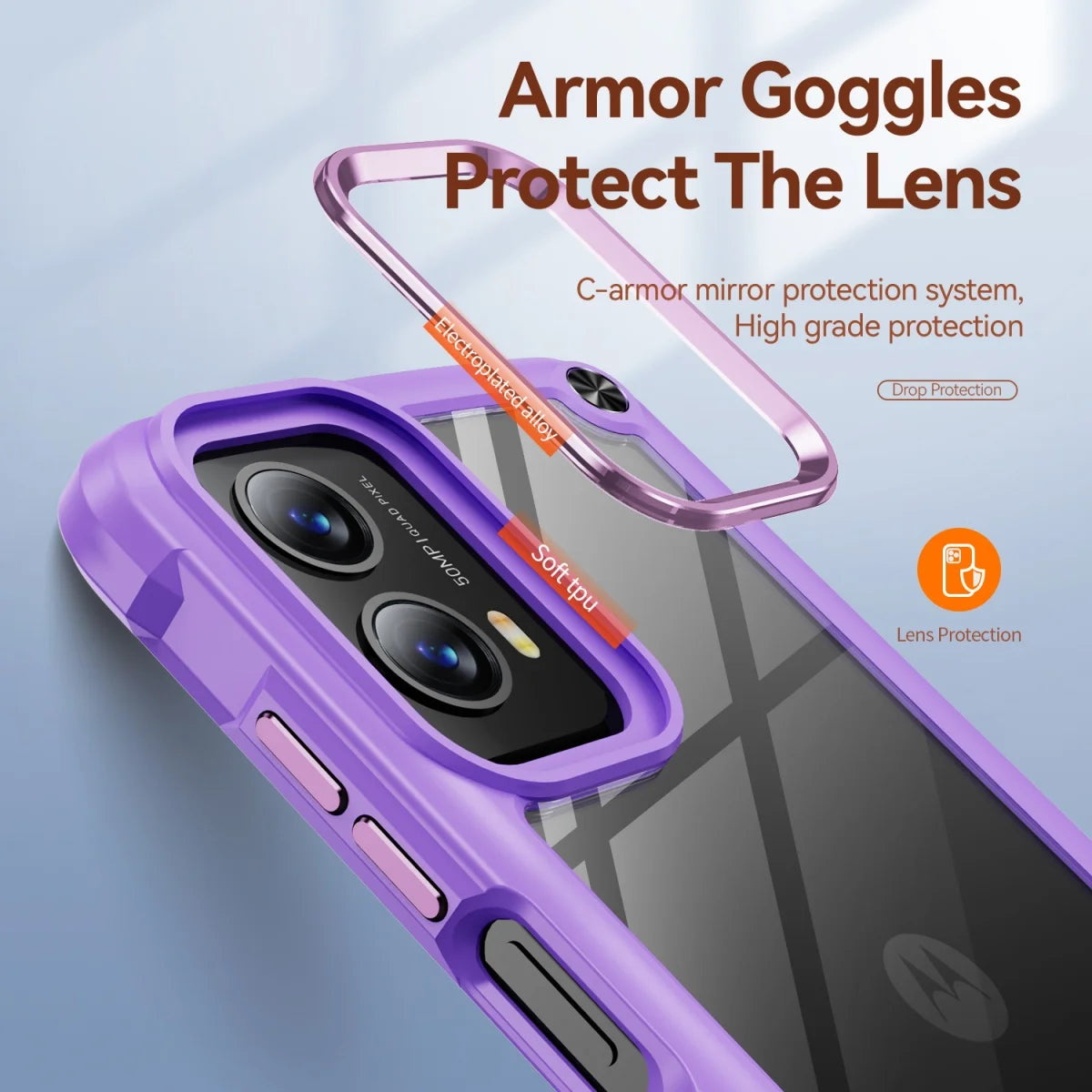 Luxury Rugged Heavy Duty Shockproof Clear Case For Motorola Moto G Stylus Play 5G 2024 Silicone Frame Bumper CD Texture Cover