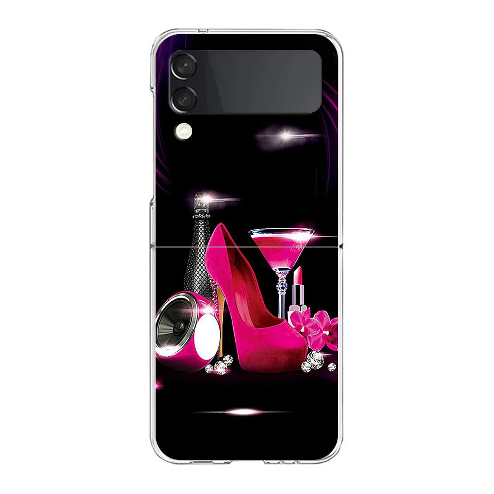Fashion Girl Pumps Phone Case For Samsung Galaxy Z Flip 7 6 5 4 3 For Samsung Flip7 Flip6 Flip5 Shockproof Hard Folding Cover