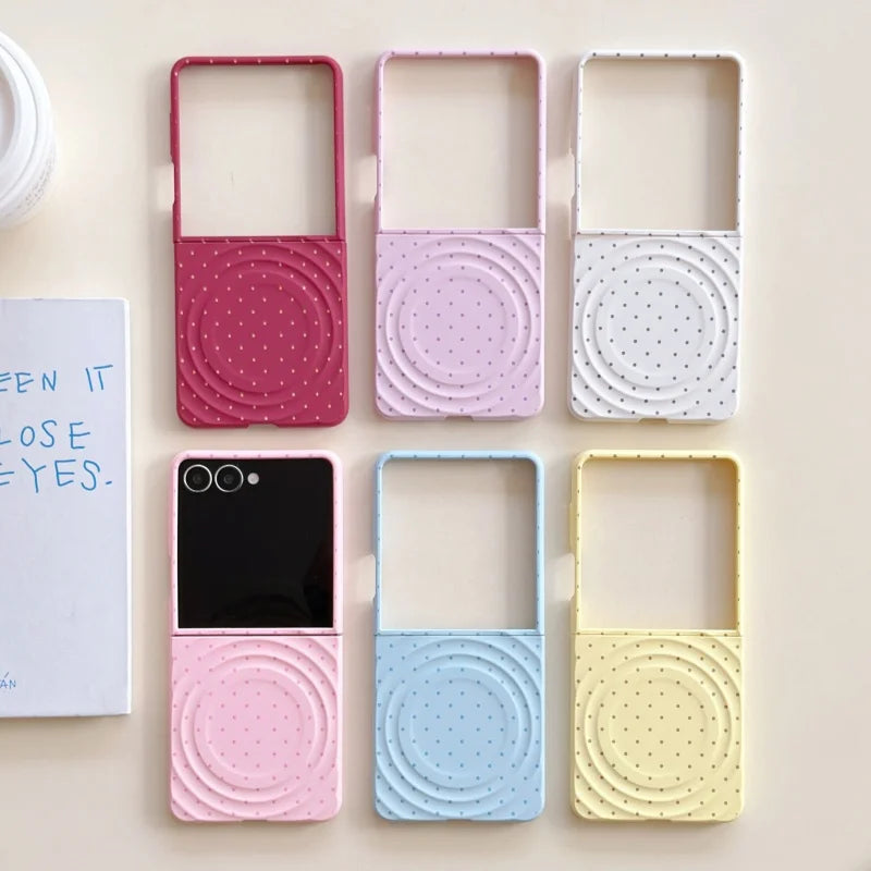 Korean Candy Color Polka Dot Magnetic Phone Case For Samsung Galaxy Z Flip 7 6 5 4 3 Z Flip6 ZFlip7 Hard Cover For Magsafe Cases