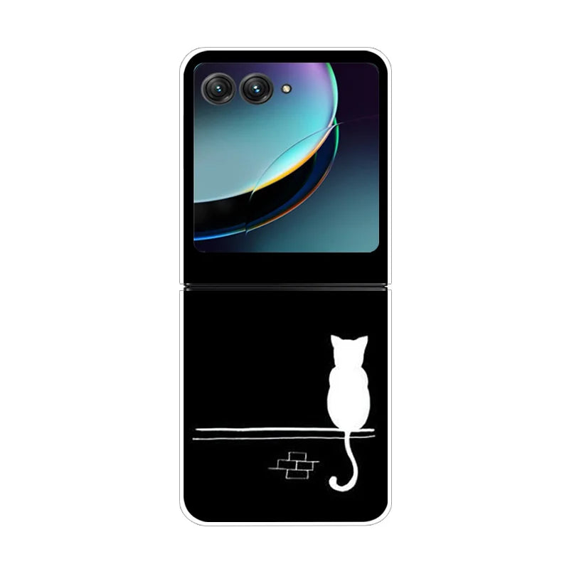 For Moto Razr40 Ultra 5G Case Plastic Wolf Lion Marble PC Hard Back Covers for Motorola Razr 40 Ultra Razr+ Razr4 2023 Capa